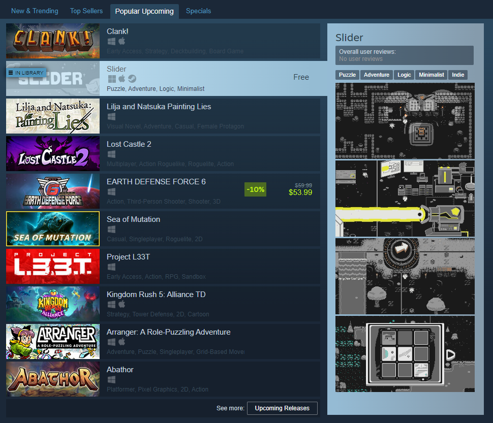 Popular Upcoming on Steam